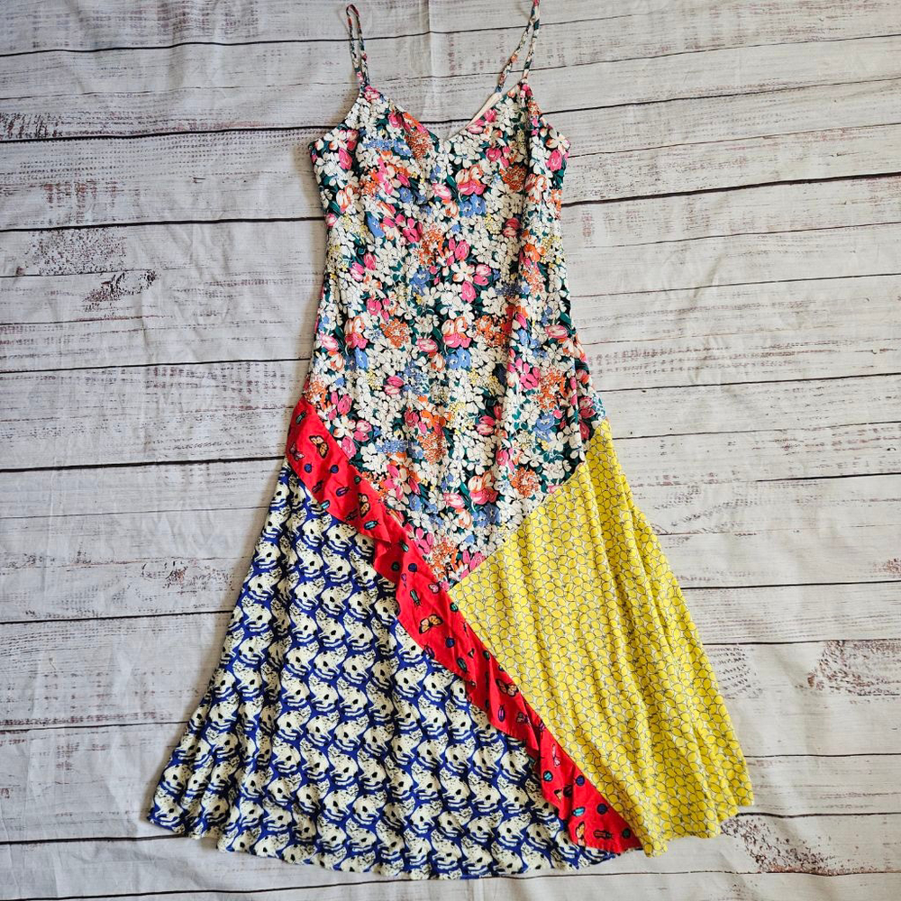 Conversations Anthropologie Colloquial Bias Mixed Print Floral Cami Midi Dress S